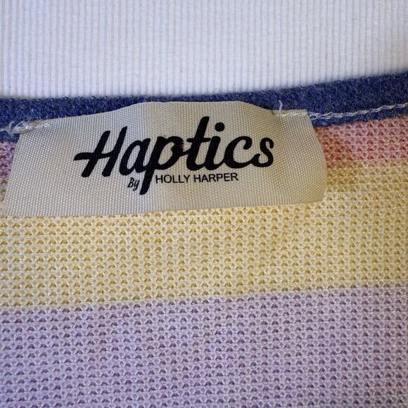 Haptics‎ Colorful Large Round Neck Striped Lightweight Knit Tank Swingy Loose - Picture 2 of 8